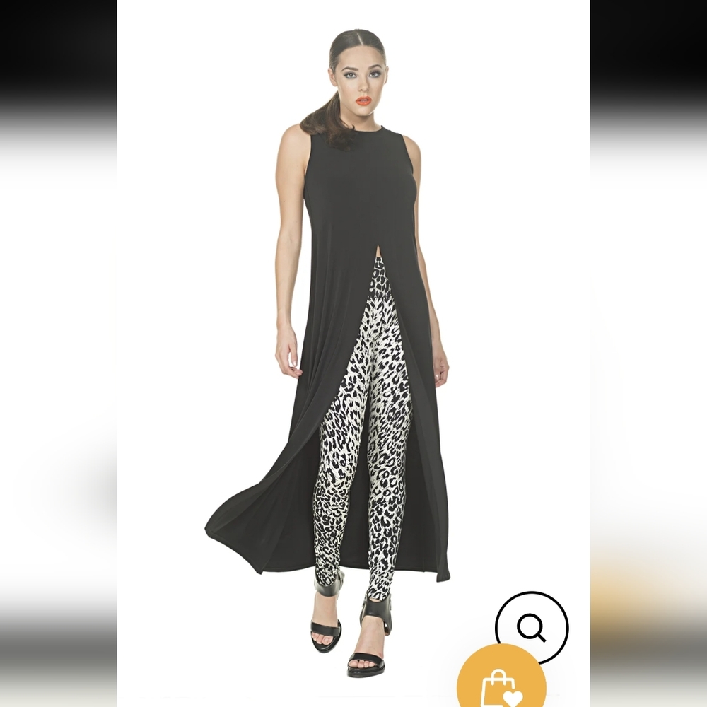 Front slit sleeveless duster tunic maxi in navy blue